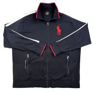 Polo Ralph Lauren Jacket Men’s 2XLT Black Big Pony Full Zip Track Athletic